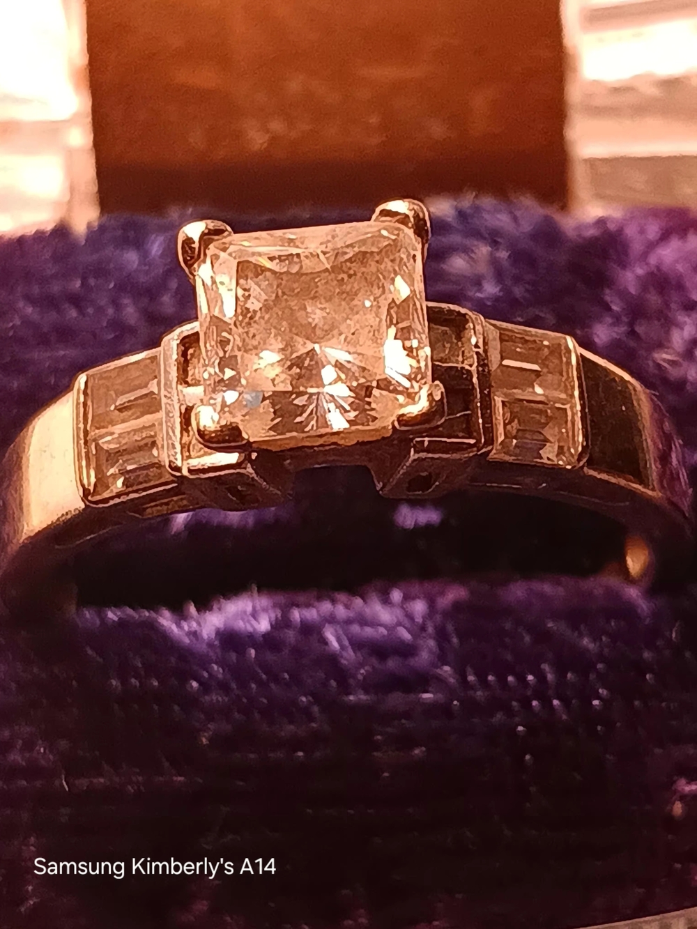 Rare Vintage Clear Princess-Cut 2 Karat 14 Karat Gold Zirconia Ring